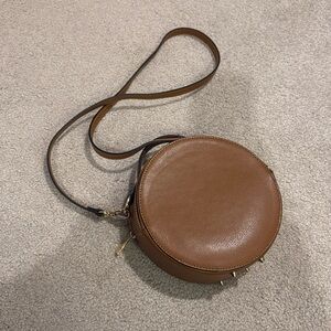Italian Leather Round Crossbody Bag